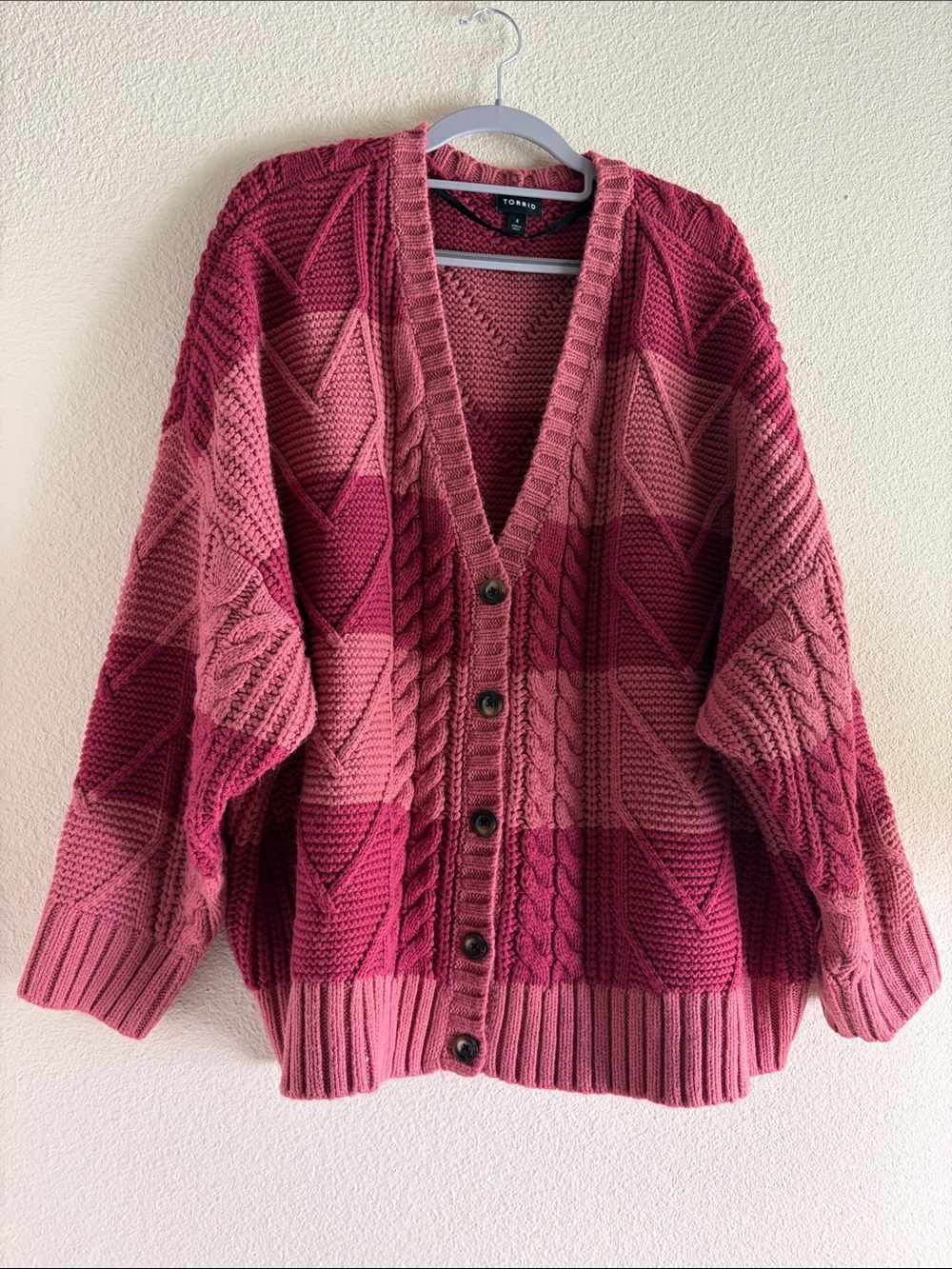 Torrid Chunky V-Neck Cable Knit Cardigan